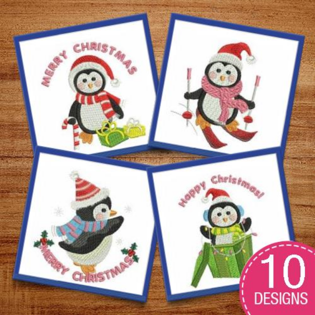 Picture of Cute Christmas Penguin Embroidery Design Pack