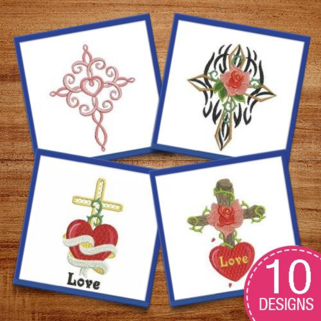 Picture of Assorted Love Crosses Embroidery Design Pack