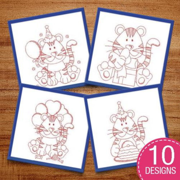 Picture of Birthday Baby Tiger Embroidery Design Pack