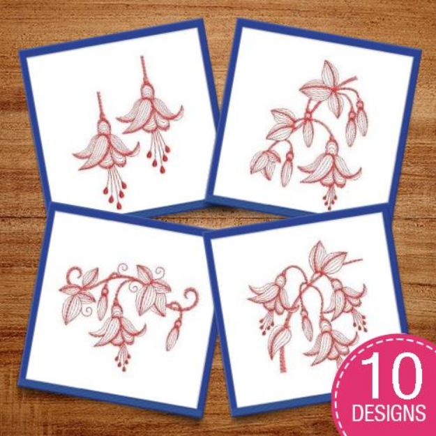 Picture of Redwork Fuchsia Embroidery Design Pack