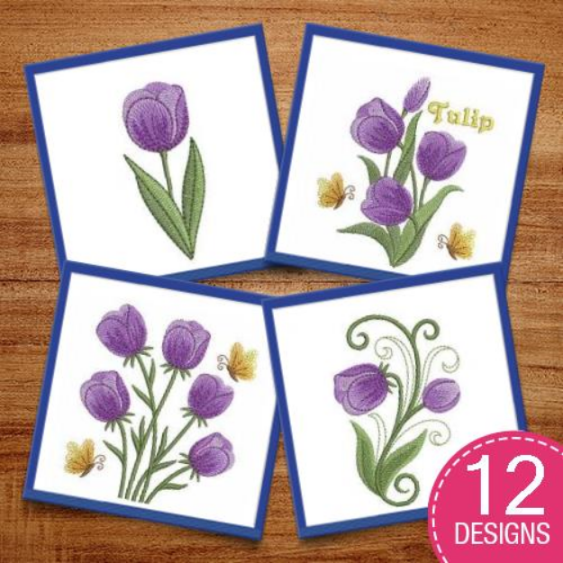 Picture of Purple Tulip Embroidery Design Pack