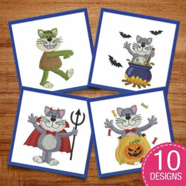 Picture of Halloween Cat Embroidery Design Pack