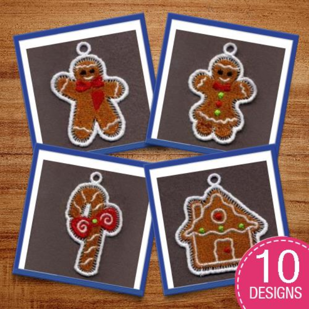 Picture of FSL Gingerbread Ornaments 1 Embroidery Design Pack