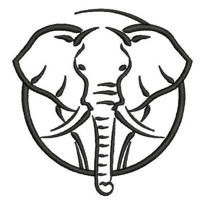 African Elephant Silhouette Machine Embroidery Design