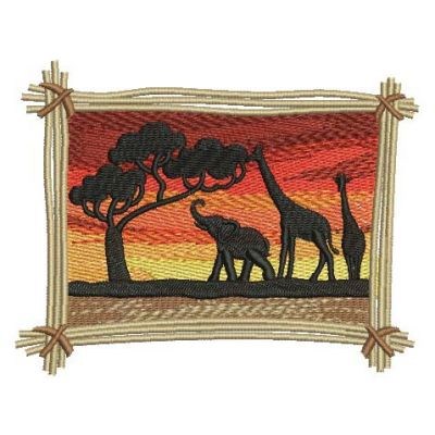 Elephant Scenery Machine Embroidery Design