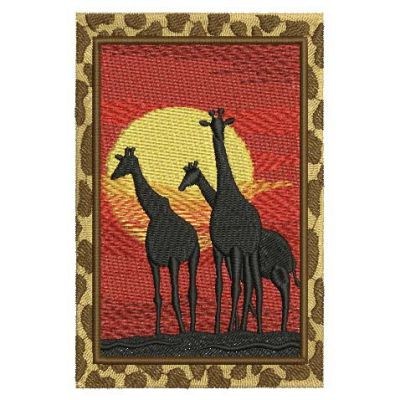 Wild Africa Giraffe Scenery Machine Embroidery Design