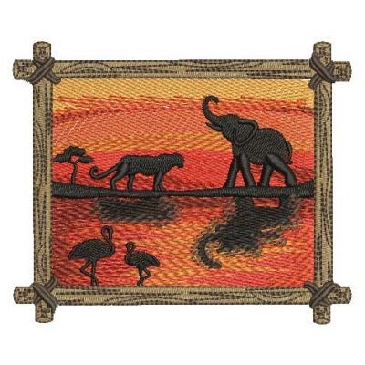 Wild Animal Scenery Machine Embroidery Design