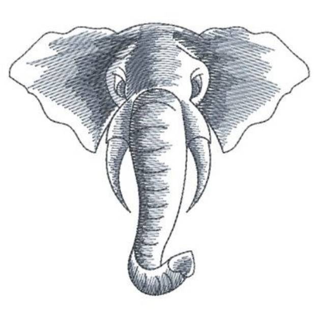 Picture of Sketched African Elephant Machine Embroidery Design