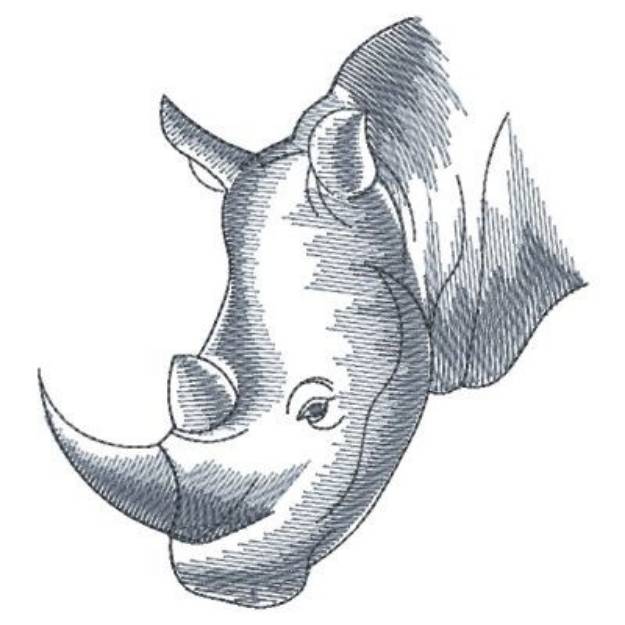 Picture of Sketched African Rhino Machine Embroidery Design
