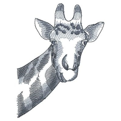 Sketched African Giraffe Machine Embroidery Design