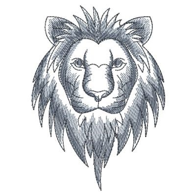 Sketched African Lion Machine Embroidery Design