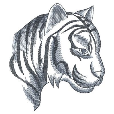 Sketched African Tiger Machine Embroidery Design