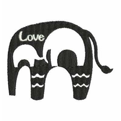 Elephant Love Machine Embroidery Design