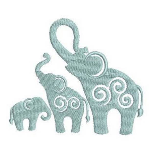 Picture of Elephant Family Machine Embroidery Design