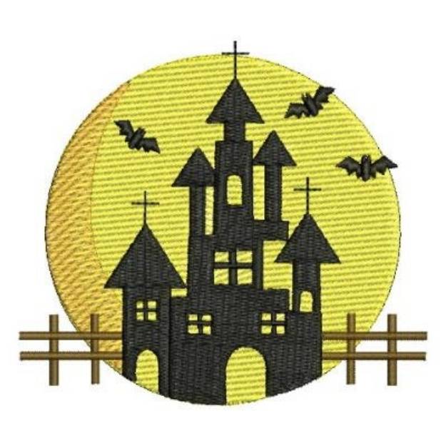 Picture of Halloween Moon & House Machine Embroidery Design