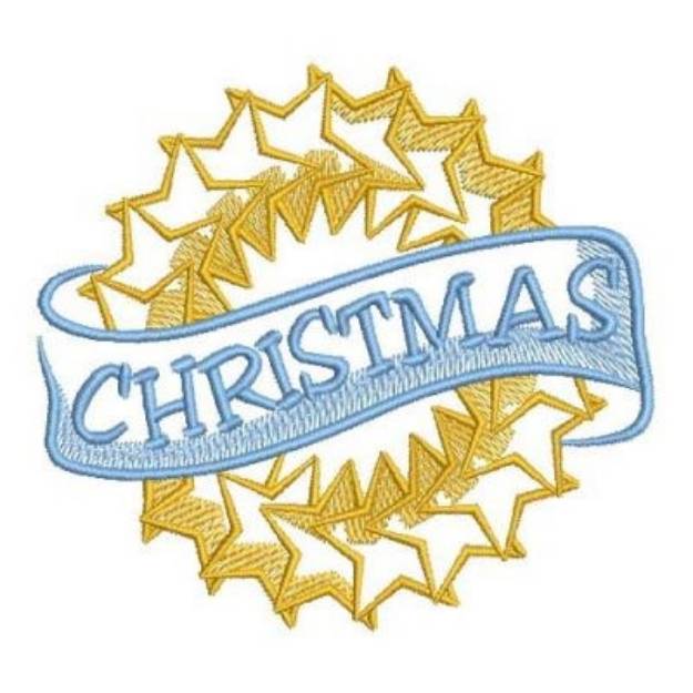 Picture of Sketched Christmas Star Wreath Machine Embroidery Design