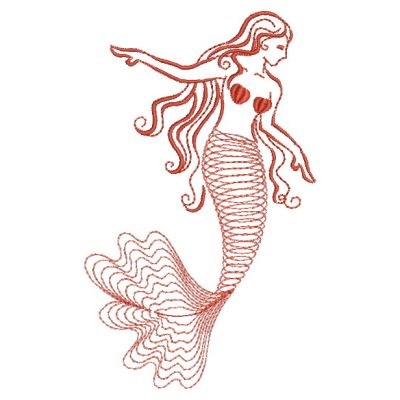 Rippled Mermaid Machine Embroidery Design