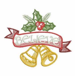 Picture of Believe Christmas Bells Machine Embroidery Design