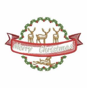 Picture of Christmas Reindeer Wreath Machine Embroidery Design