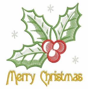 Picture of Merry Christmas Holly Machine Embroidery Design