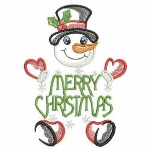 Picture of Merry Christmas Snowman Machine Embroidery Design