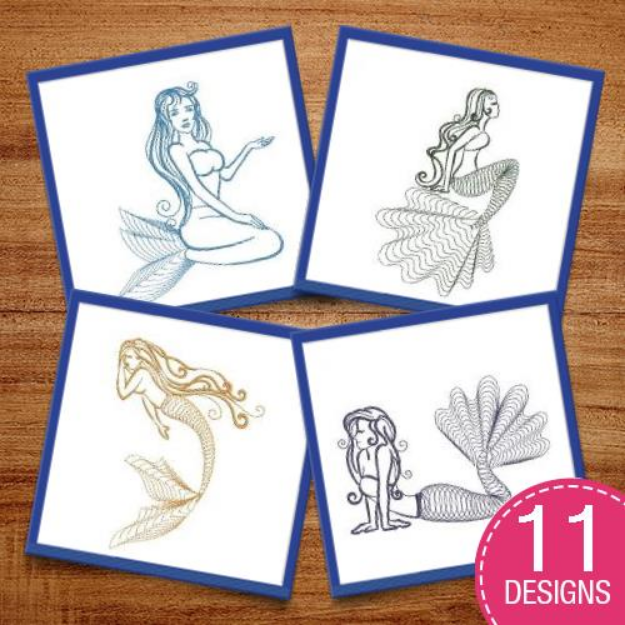 Picture of Rippled Mermaid Embroidery Design Pack