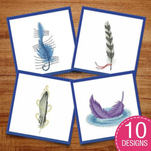 Picture of Colorful Feather Embroidery Design Pack