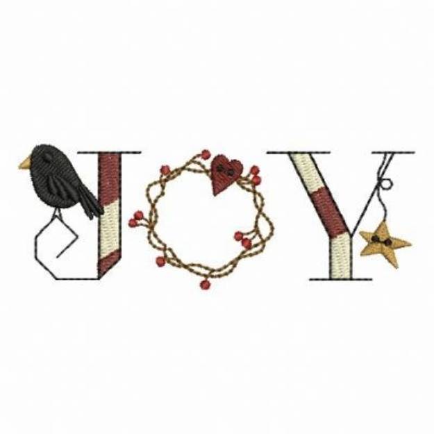 Picture of Primitive Christmas Joy Machine Embroidery Design