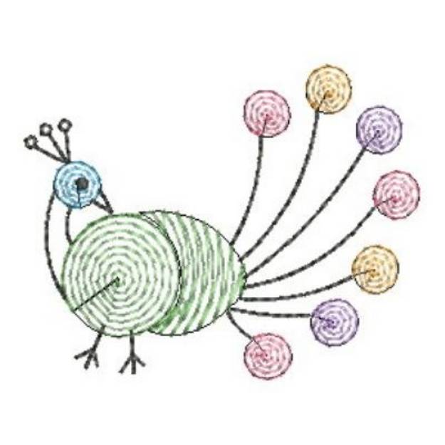Picture of Finger Print Peacock Machine Embroidery Design