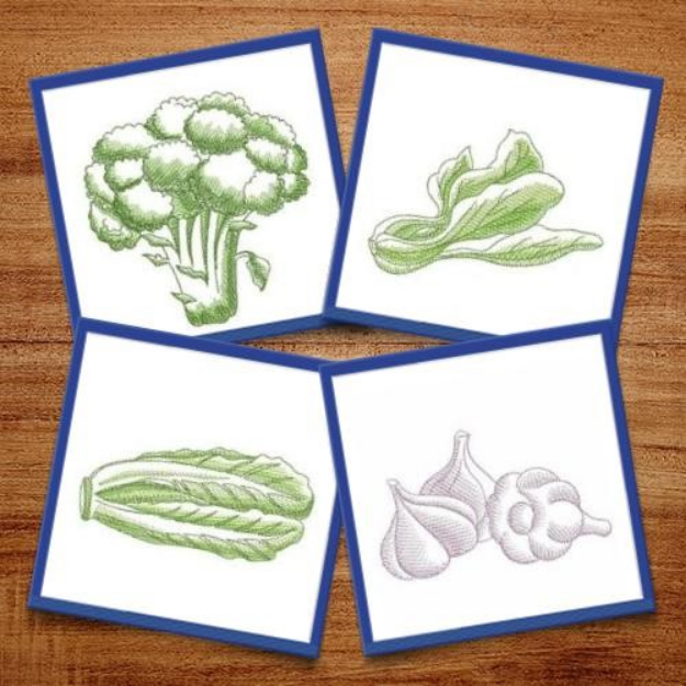 Picture of Sketched Vegetables Embroidery Design Pack