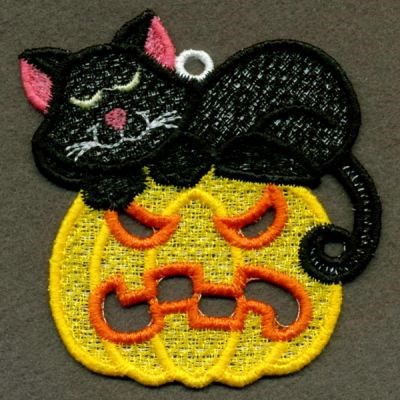 FSL Pumpkin Black Cat Machine Embroidery Design