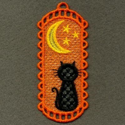 FSL Black Cat Halloween Hanger Machine Embroidery Design
