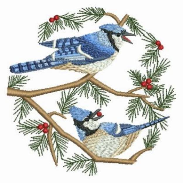 Picture of Winter Two Blue Jay Machine Embroidery Design