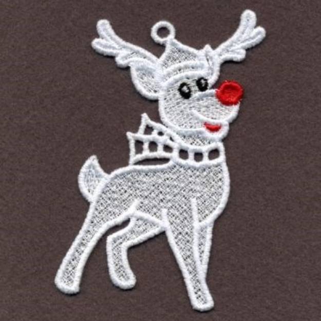 Picture of FSL Reindeer White Christmas Machine Embroidery Design