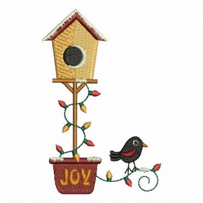 Christmas Birdhouse Machine Embroidery Design