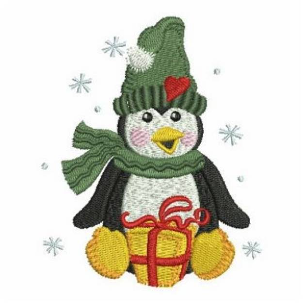 Picture of Christmas Penguin And Snowflakes Machine Embroidery Design