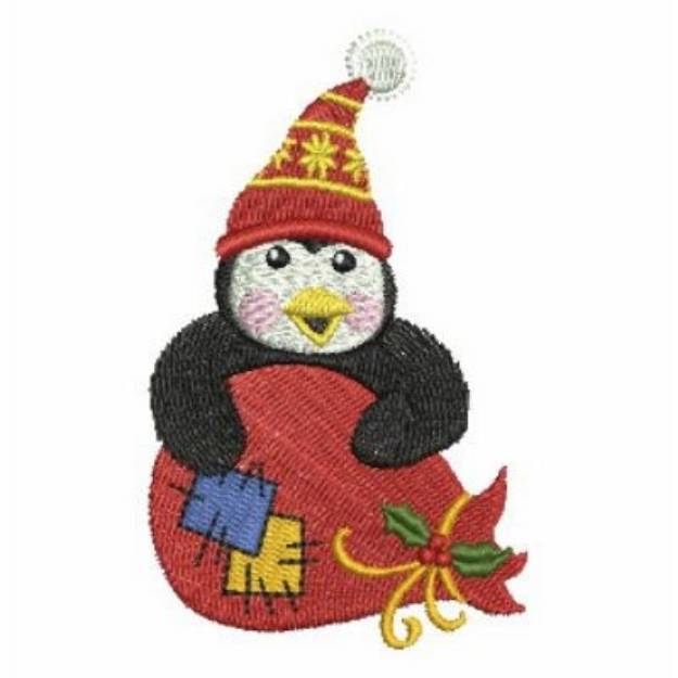 Picture of Christmas Penguin With Sack Machine Embroidery Design