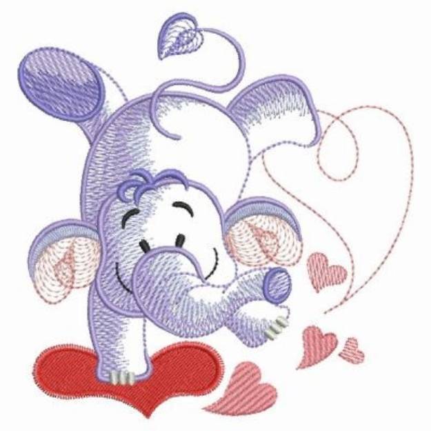 Picture of Sketched Elephant Hearts Machine Embroidery Design