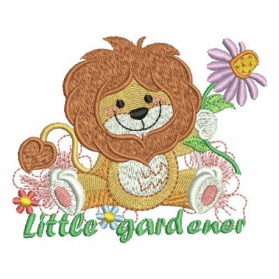 Little Gardener Lion Machine Embroidery Design