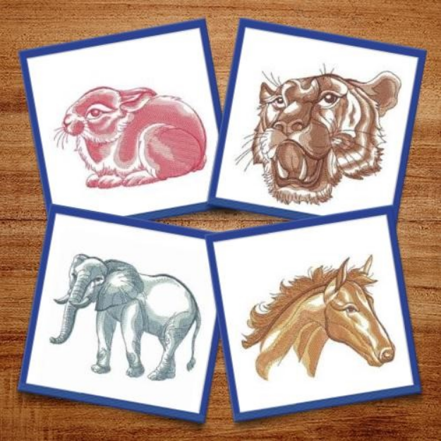 Picture of Sketched Animals Embroidery Design Pack