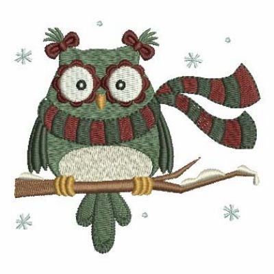 Holiday Owl Machine Embroidery Design