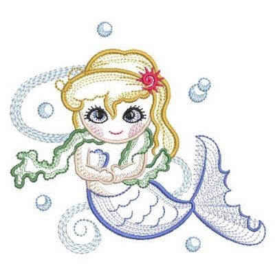 Rippled Mermaids Machine Embroidery Design