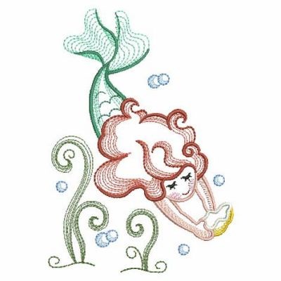Mermaid Machine Embroidery Design