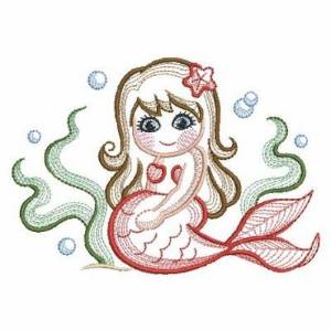 Picture of Red Mermaid Machine Embroidery Design