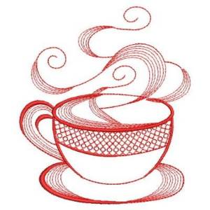 Picture of Redwork Coffee Cup Machine Embroidery Design