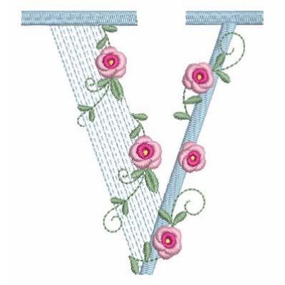 Love Rose Alphabet V Machine Embroidery Design