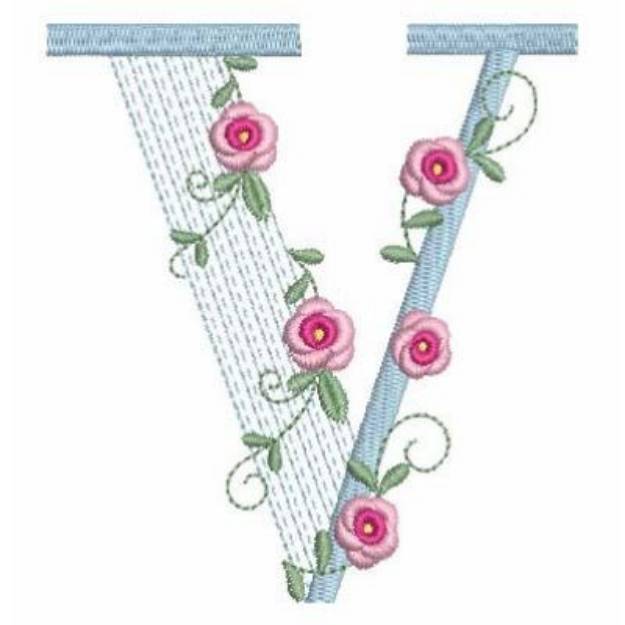 Picture of Love Rose Alphabet V Machine Embroidery Design