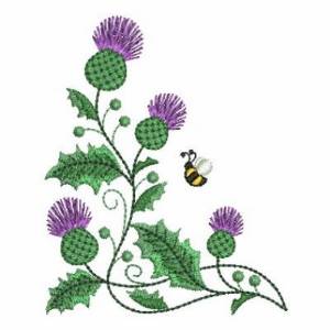 Picture of Bumble Bee Thistle Machine Embroidery Design