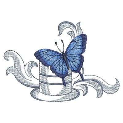 Butterfly & Tea Cup Machine Embroidery Design