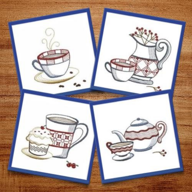 Picture of Vintage Coffee Break Embroidery Design Pack